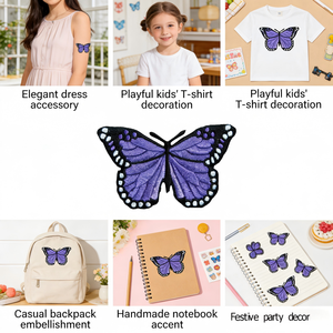 แพทช์ปักลายผีเสื้อสีม่วง รีดติด<span class=keywords><strong>หรือ</strong></span>เย็บติดได้ น่ารัก ใช้ตกแต่งเสื้อผ้า กระเป๋าเป้ หมวก ของขวัญงานฝีมือ DIY - Product Image 2