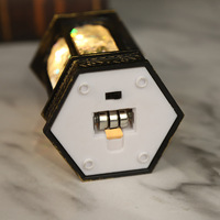 Lampe de table LED hexagonale en plastique étanche IP44 à eau, piles bouton, 6V CC, commande manuelle, lumière chaude, CE