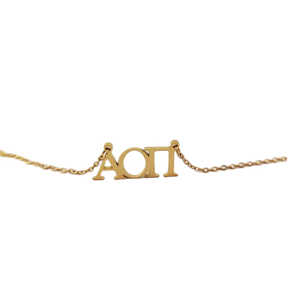 Alpha Omicron Pi collar letras griegas hermandad joyería mujer fraternidad collar AOII Collar para mujer