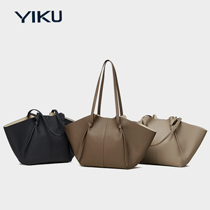 Sac fourre-tout YIKU LOGO personnalisé pour femme en cuir <span class=keywords><strong>de</strong></span> vachette véritable grande capacité avec fermeture ouverte - Product Image 2
