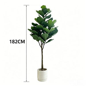 <b>Artificial</b> <b>Tree</b> Green Potted with Piano Leaf Banyan Ornaments for Living Room Floor Simulation - Product Image 2