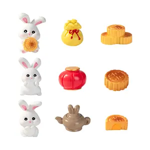 Paesaggio Mid-Autumn Festival giada coniglio mooncake simpatici accessori per decorazione di bambole animali in resina arti e mestieri piccoli ornamenti
