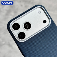 VAWI L182 Étui de téléphone TechWoven de luxe avec cadre d'objectif métallique, antichoc, antidérapant, magnétique pour iPhone 13~15 16 17 Pro Max