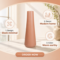 Ensemble de 2 vases en céramique bicolores modernes, terracotta et blanc mat, vases décoratifs coniques pour la maison, le salon, la table, cadeau