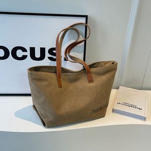Popular Large Capacity Waterproof Solid Color <b>Canvas</b> <b>Tote</b> High Quality Minimalist Convertible Shoulder Handbag Open All Seasons - Product Image 2