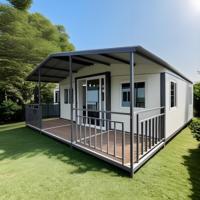 Maison Modulaire Conteneurisée Extensible en Acier, Villas Résidentielles de Luxe Préfabriquées en Bois Style Mid-Century Modern, Abri Préfabriqué