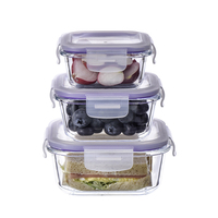 Ensemble de récipients de conservation alimentaire en verre supérieur, en verre borosilicate, pour la préparation des repas, avec couvercle