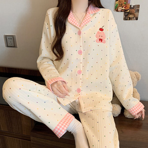 Set Pigiama Imbottito da <span class=keywords><strong>Donna</strong></span>, Abbigliamento Caldo Invernale, Maniche Lunghe, Grazioso Completo da Notte, Morbido Loungewear Trapuntato per l'Autunno - Product Image 6