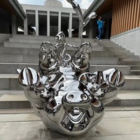 Sculptures en métal artistiques, taille personnalisable, acier inoxydable poli de qualité 304/316, sculpture de cochon en métal de grande taille pour jardin