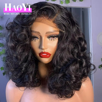 Perruques Bob Courtes Frontales HD en Cheveux Humains Naturels Indiens Bruts Afro Bouclés Crépus Pas Chères, Sans Colle, Entièrement en Dentelle, pour Femmes Noires