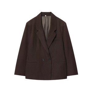 SHENZHU レディース 2026年春新作 ファッション ルーズ ピンストライプ ブレザーコート ヴィンテージ ポケット付き 女性用アウター シック - Product Image 1
