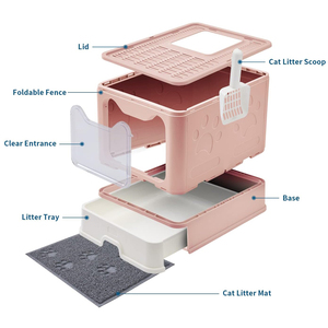 Chuyến đi thiết kế lớn có thể gập lại cat litter box với Scoop kiểm soát mùi dễ dàng làm sạch phía trước nhập cảnh đầu Kitty litter box - Product Image 5