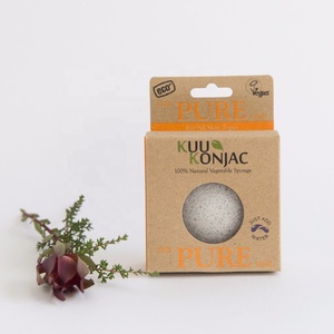Bán buôn 100% tự nhiên <span class=keywords><strong>Konjac</strong></span> miếng bọt biển cho khuôn mặt làm sạch tam giác và mô hình vuông trong Hộp bao bì - Product Image 1
