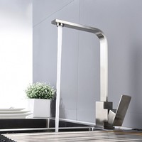 Robinet de cuisine simple moderne en acier inoxydable 304, mitigeur haute pression avec douchette extractible, finition brossée pour salles de bain et hôtels