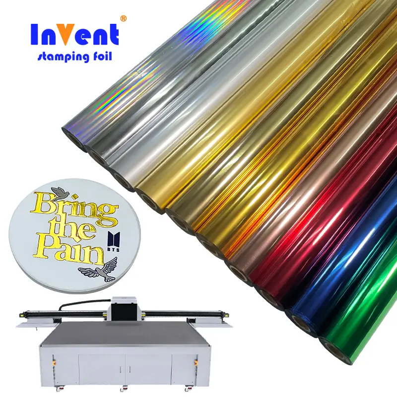 32CM Stamping Varnish and Hot Stamping Foil 3D Crystal Stickers UV digital printing film Gold foil for lamination foil rolls