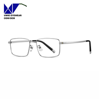 Lunettes optiques rectangulaires en titane sur mesure OEM, taille 55-17-148, anti-lumière bleue, pour adultes unisexes, producteur professionnel
