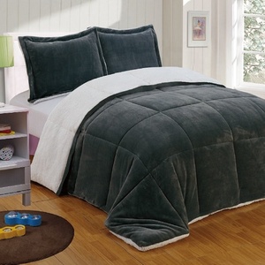 Thoải mái mềm mại và ấm áp 3-Piece flannel Sherpa Reversible Polyester <span class=keywords><strong>Comforter</strong></span> <span class=keywords><strong>Set</strong></span> - Product Image 3