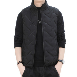 Vendita calda gilet con collo alto da <span class=keywords><strong>uomo</strong></span> <span class=keywords><strong>nero</strong></span> gilet invernale Plus Size all'ingrosso giacca con cerniera - Product Image 4