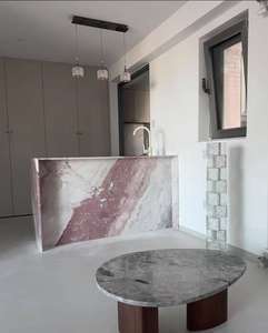 Breccia <span class=keywords><strong>Capria</strong></span> Marble Island Top con diseño de cascada para acogedora encimera de trabajo para el hogar, encimeras de Isla de mármol rosa - Product Image 3