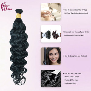 FH 12A İtalyan kıvırcık bohemian örgüler insan saçı toplu hiçbir atkı bakire hint saç satıcıları jet siyah 100g örgü insan saçı - Product Image 2