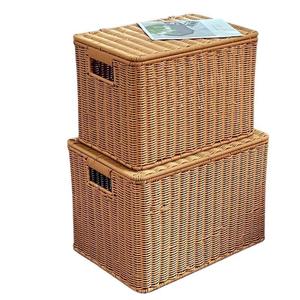 Wicker Laundry Basket Rectangle With Lid Dustproof Clothing Organizer <b>Storage</b> <b>Bin</b> For Home Closet Use - Product Image 5