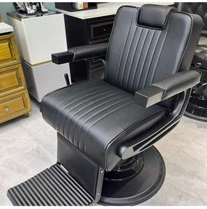 Professional Heavy-duty <b>Reclining</b> Durable Stainless Steel Barber <b>Chair</b> with Faux <b>Leather</b> Seat for Hair Salon & Barber Shop - Product Image 2