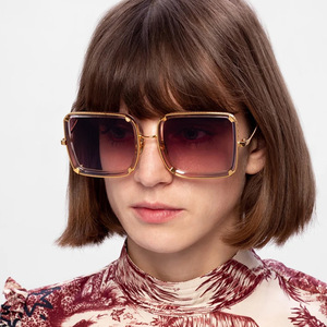 Custom Logo 2026 Fashion Retro Oversized <b>Sun</b> Glasses UV400 <b>Shades</b> Metal Square Frame Sunglasses for Women - Product Image 3