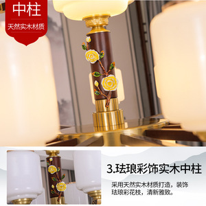 Chinese Style Solid Wood Copper Chandelier Multi Head Led <b>Lights</b> For Villa Living Room Hallway - Product Image 4