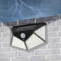 Lampes murales solaires à détecteur de mouvement, lampes murales LED rechargeables, lampe murale étanche IP65 avec batterie au lithium 1200mAh pour jardin