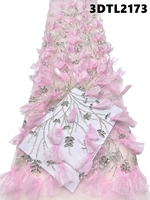 Dentelle florale 3D de luxe de haute qualité du Vietnam, tissu brodé pour robes de mariée d'Oman