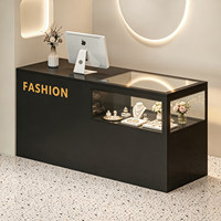 Vitrine de présentation de bijoux haut de gamme et comptoir d'accueil pour magasins de vêtements, design minimaliste moderne avec tiroir