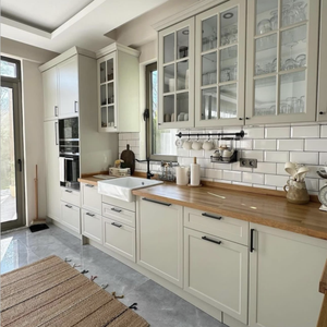 Meubles de cuisine modulaires de style moderne en MDF laqué, stratifié, résine, marbre artificiel, avec panier de rangement K13 - Product Image 1