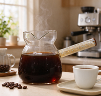 Carafe à café en verre borosilicate avec poignée latérale scintillante, double bec verseur pour le thé, la maison et le café