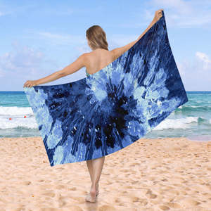 Serviettes de plage en microfibre écologiques en gros, personnalisées, uniques, tie-dye, pour l'été, la natation, le bain, séchage rapide, sans sable, grande capacité d'absorption - Product Image 3