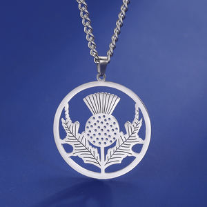 Misthape collana <span class=keywords><strong>fiore</strong></span> di cardo scozzese donna <span class=keywords><strong>simbolo</strong></span> di amore ciondolo in acciaio inox gioielli regalo di San Valentino - Product Image 1