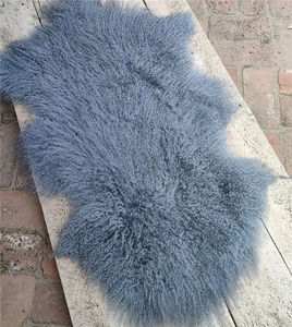 Fourrure de mouton <span class=keywords><strong>bouclée</strong></span> tibétaine, peau de mouton mongole brute, <span class=keywords><strong>chaise</strong></span> et pouf - Product Image 1