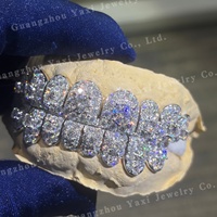 Grillz personnalisés en argent sterling S925 avec moissanite/diamant taille brillant, style Hip Hop, pour lune de miel, pour hommes, tailles 4-12, pour dents (prothèses dentaires)