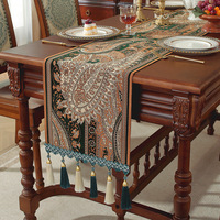 Chemin de table rétro en chenille jacquard noir imperméable et résistant à l'usure Summer Anne's