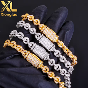 Manufacture OEM ODM 8mm Interlocking <b>Chain</b> Fine Jewelry <b>Copper</b> Moissanite Link <b>Chain</b> Necklace Men Hop Necklace - Product Image 6