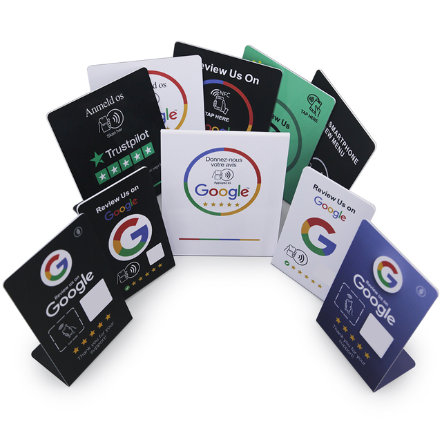 Yts High Quality Customized Programmable Qr Code Social Media Plastic Pay Review Nfc Stand Google Review Plate Business Card