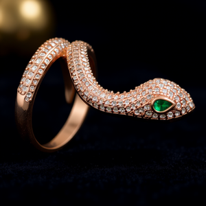 Anello a Forma di Serpente Placcato in Oro Rosa con Zirconi Trasparenti, Intarsio in Titanio 18K, Anello Apribile alla Moda Unisex, Gioiello Regalo per Uso Quotidiano - Product Image 2