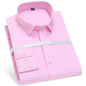 Kemeja Pria Lengan Panjang Kerah Kotak Putih Polos Anti Kusut, Model Bisnis Formal Single Breasted, Cetak Digital 180g - Product Image 2