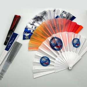 Abanico de Mano de Tela de Poliéster con Logotipo Personalizado, Abanico Plegable Clásico de Plástico Plano para Damas, para Actividades al Aire Libre de Verano - Product Image 4