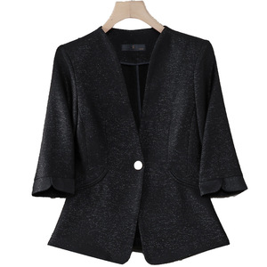 Women's Suit Set Pink White Three Quarter Sleeve Satin Office Lady Work Professional Breathable Spring Summer 2026 - Product Image 5