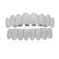 Meiqi Micro-Incrusté Huit Dents Cuivre Zircon Or Dent Socket Grillz Cross-Border Vente en Gros Cool Mode Homme Hip Hop