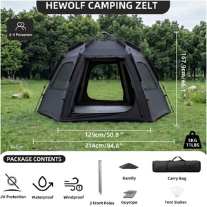 Tenda Esagonale Stile Yurt Doppia Quattro Stagioni Pieghevole Portatile da Campeggio Rinforzata in Tessuto Oxford Impermeabile 1500-2000mm - Product Image 2