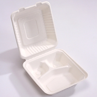Boîte à lunch en bagasse de canne à sucre biodégradable, type coquille, 9x6 pouces, multi-compartiments, pour sushis et chewing-gum – Vente en gros à chaud