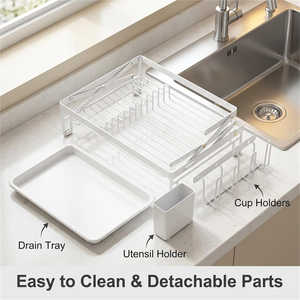 Carbon Steel Rust Proof Folding <b>Dish</b> Drying Rack Chopsticks <b>Dishes</b> Storage Kitchen Drainage Rack - Product Image 2