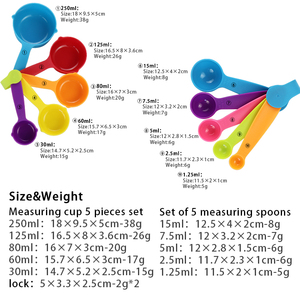 10-Pack Kitchen <b>Measuring</b> <b>Tools</b> Plastic Colorful <b>Measuring</b> Cups and Spoons Set - Product Image 6