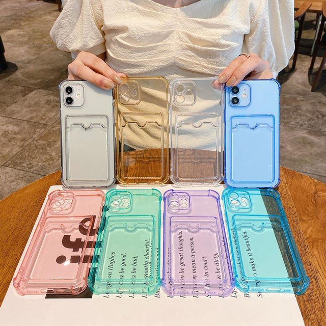 Wholesale Clear Phone Cover With Card Holder Slot Soft Tpu Shockproof Phone Case for Iphone 14 13 12 11 Pro Max Xs Xr 7 8 Plus
